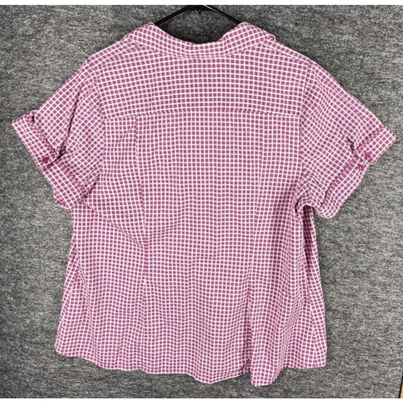 Lane Bryant Shirt Women 20 Plus Pink Plaid Button Up Collared Short Sleeve - Picture 2 of 7